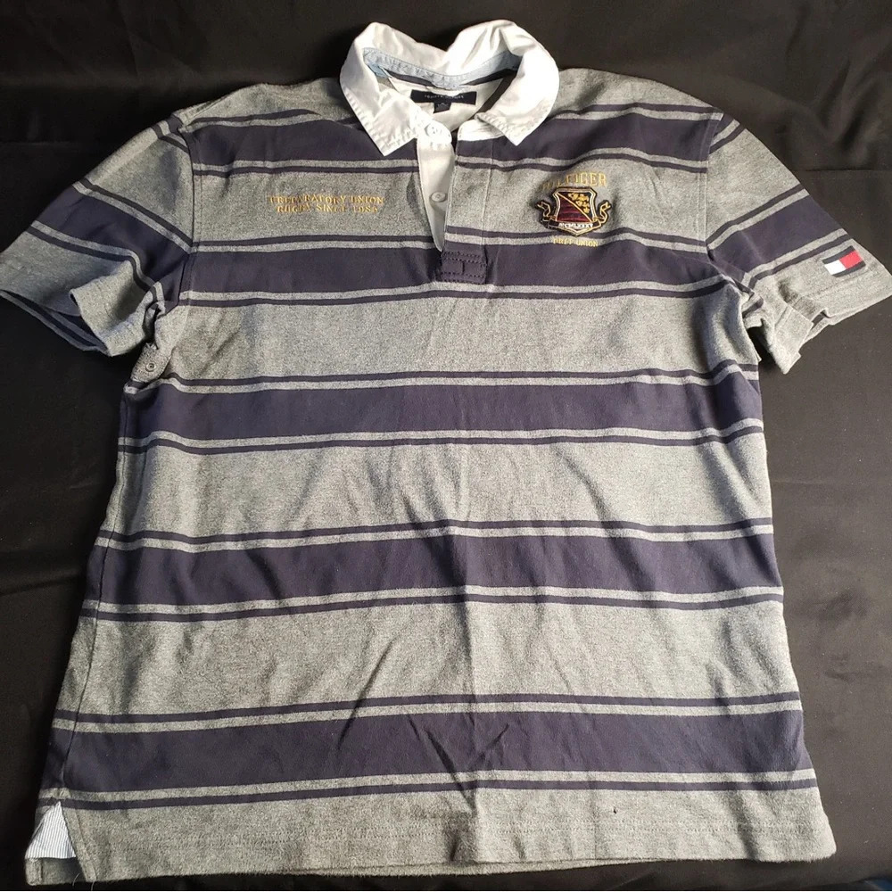Tommy Hilfiger Preparatory Union 1985 Striped‎ Polo Shirt Men’s XL